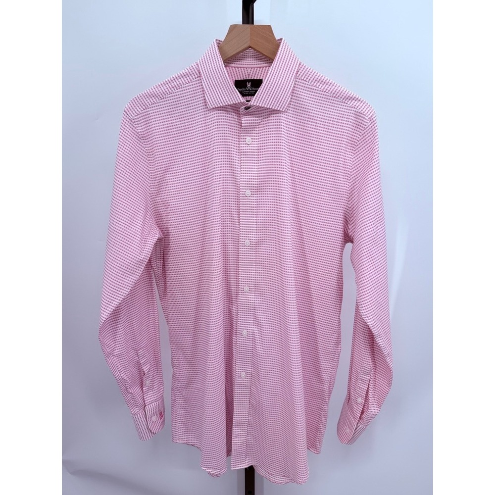 Psycho Bunny Pink Gingham Check Shirt Modern Fit Stretch Cotton Preppy Medium